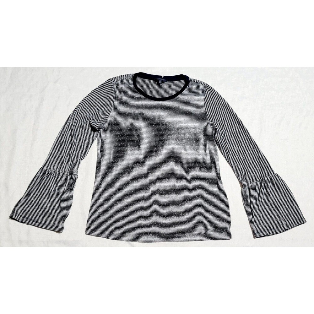 Lucky Brand Womens Top Medium Blue  White Strip Crew Neck Casual Long Sleeve